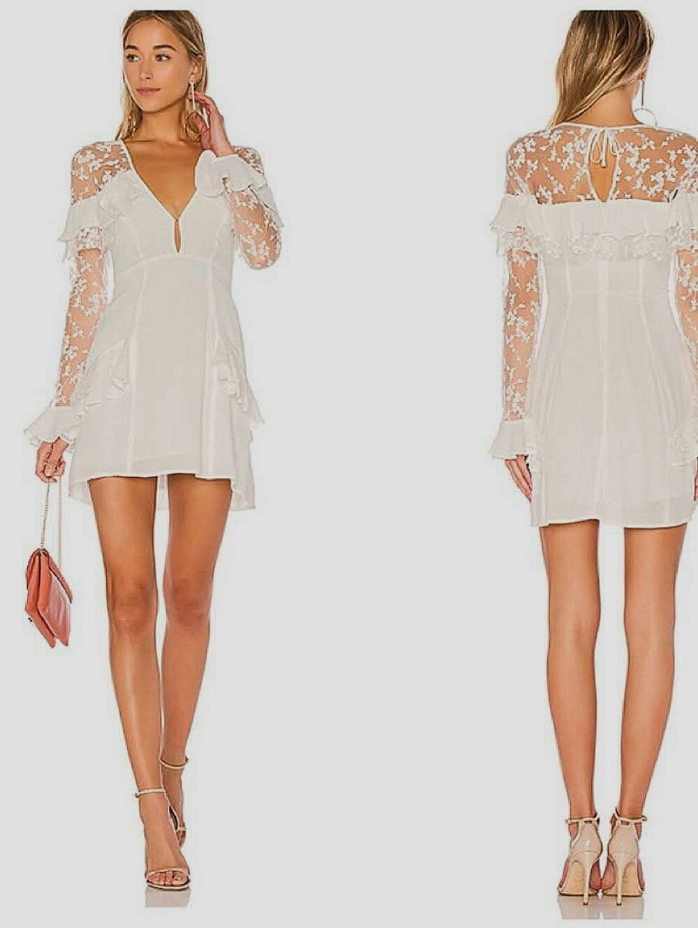 For Love And Lemons Rosebud Embroidery Mini Dress White Brand New